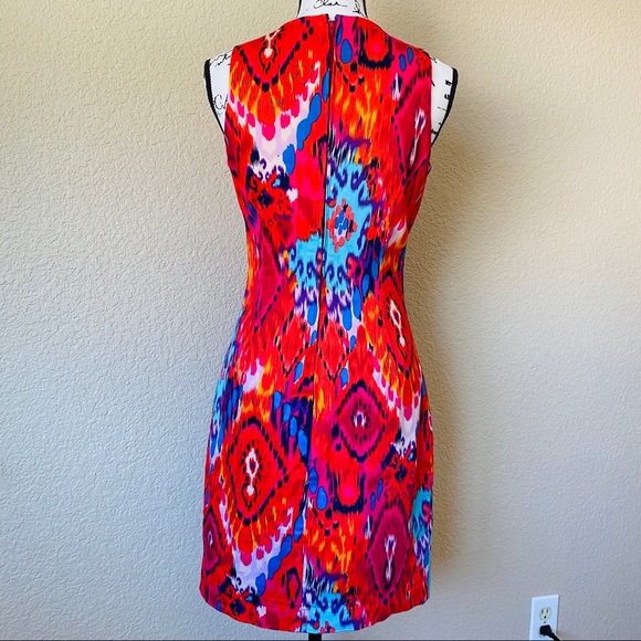 Belle BADGLEY MISCHKA cocktail Ikat Sheath Dress 4 - Picture 6 of 8